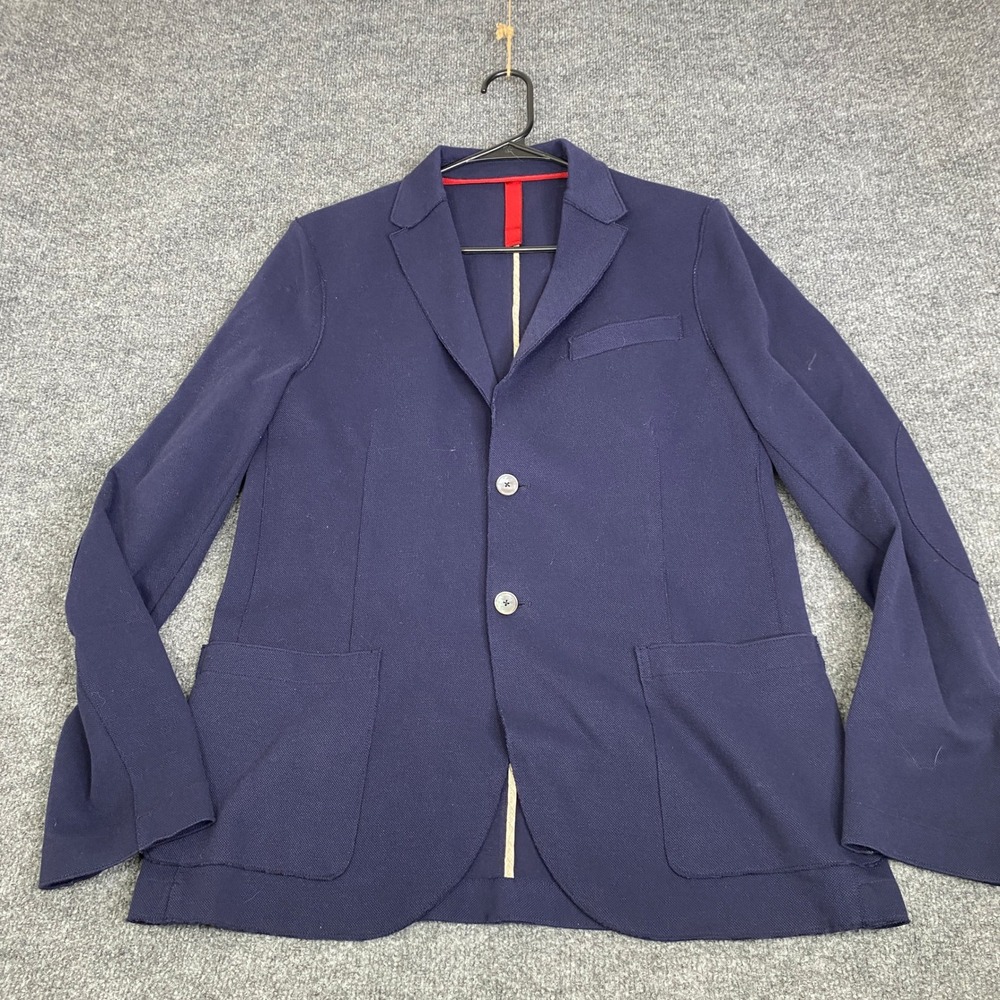 Harris Wharf London Mens Navy Blue Knit Blazer Jacket Size 52 Made in England